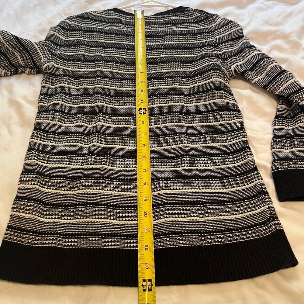 J. Crew Textured Sweater Striped Knit Pullover Crewneck Cotton Black White Small